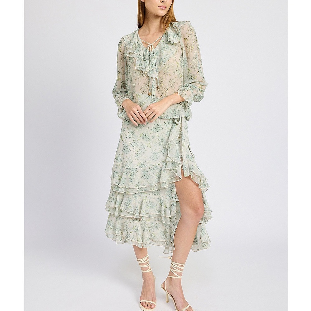 En Saison Marlene floral ruffle tiered Midi skirt - Picture 6 of 13